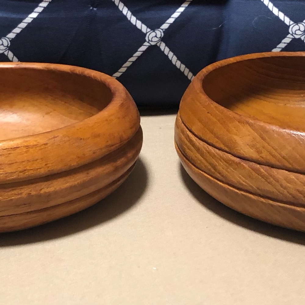 Vintage Wood Genuine Teak Bowls (Set of 2) Made in Thailand
